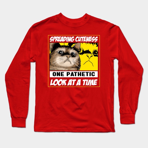 Cute Pathetic Cat Long Sleeve T-Shirt by milatees